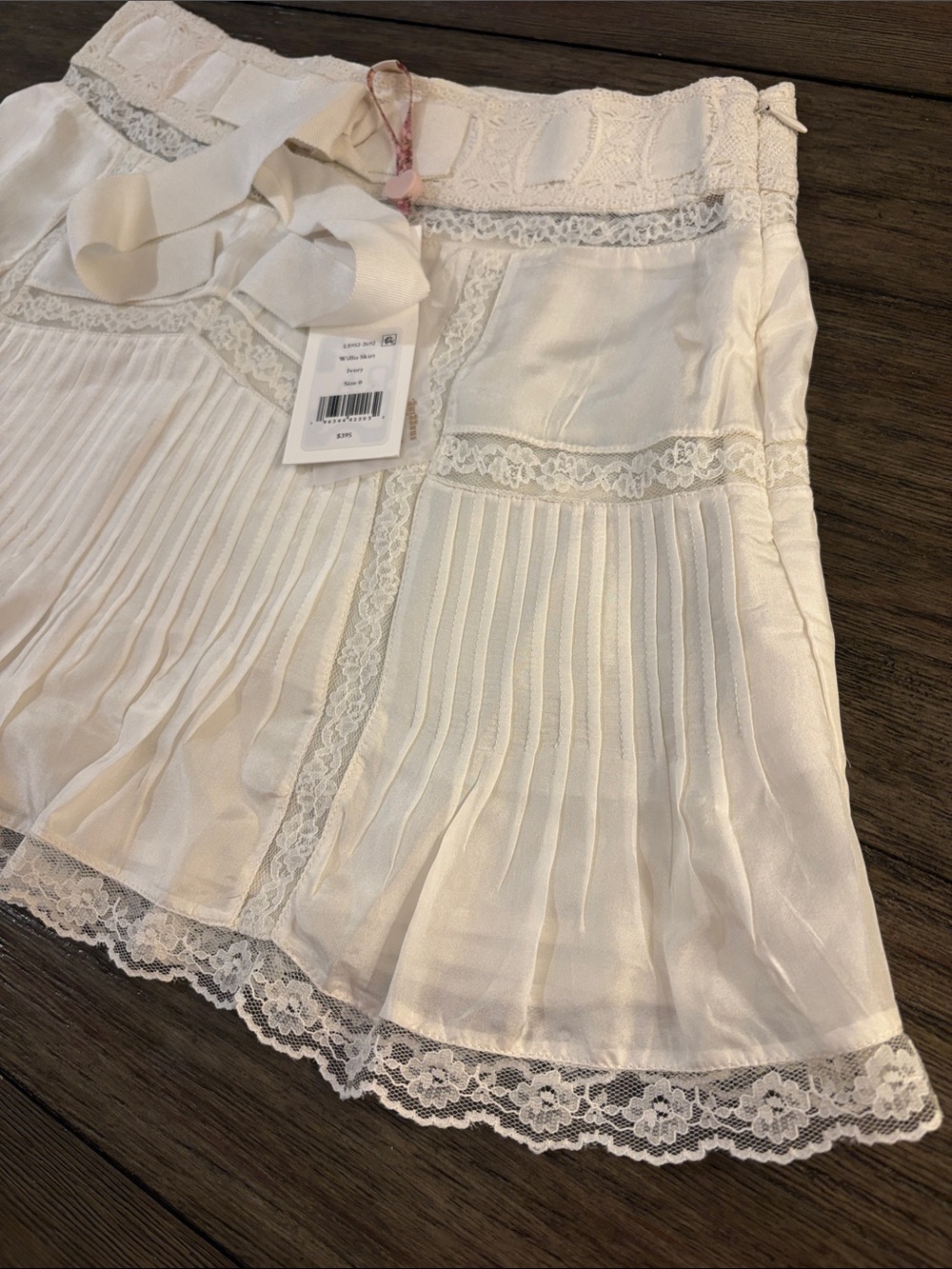 NWT [LoveShackFancy] Willia Silk Lace-Detailed Mini Skirt Women’s 0 - Picture 5 of 16